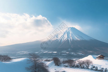 冬季富士山的美丽景观图片