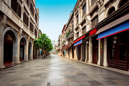 著名的欧式商业街道背景图片