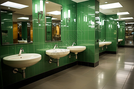 绿色洗手间图片
