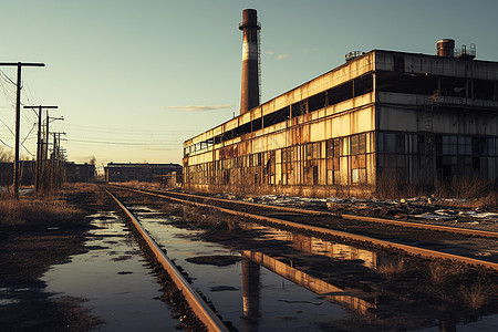 破旧的工业电力加工厂背景图片