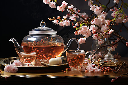 古意盎然茶香绕满的中式茶壶图片