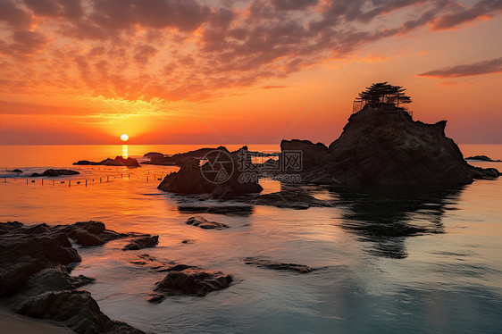 日出海洋的美丽景观图片