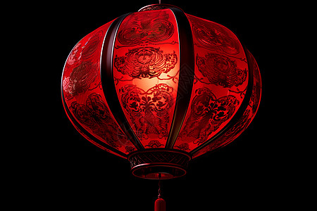 黑夜里精美的红灯笼图片