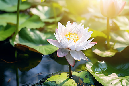 池塘上的莲花图片