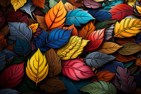 五颜六色的创意落叶插图背景图片