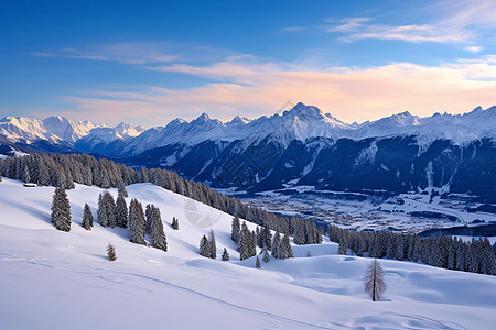 冬季雪后山间的美丽景观图片