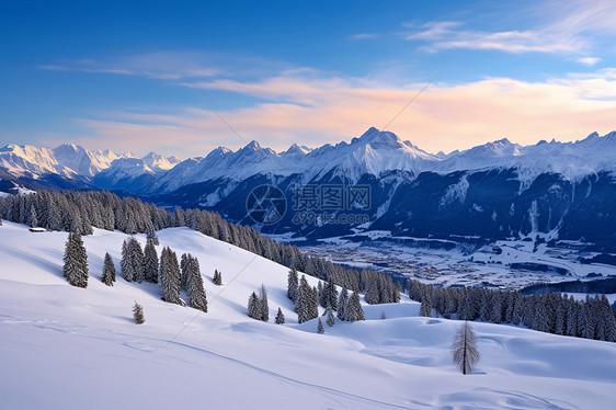 冬季雪后山间的美丽景观图片