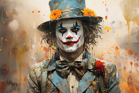 创意抽象小丑水彩插图背景图片