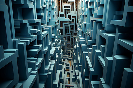 悬浮几何3D迷宫空间背景图片