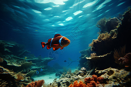 热带海洋中的奇特鱼类背景图片