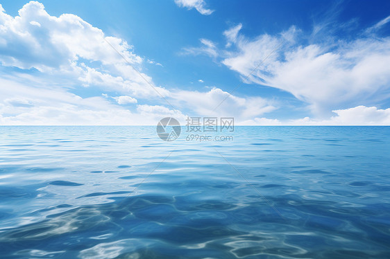 晴天下的蔚蓝海洋景观图片