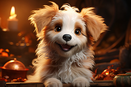金毛幼犬一个可爱的小狗插画