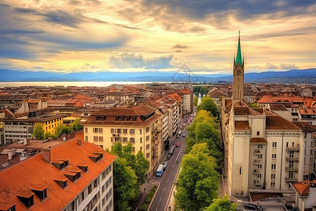 瑞士城市城市之美背景