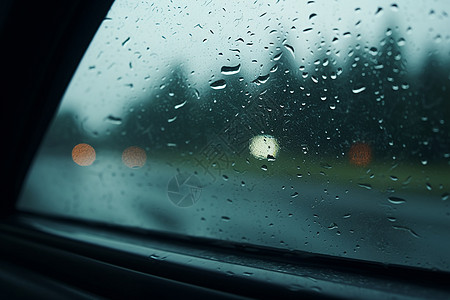 雨夜微光的窗户景观图片