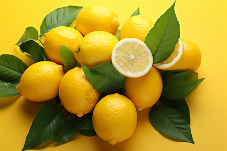 新鲜多汁的柠檬水果背景图片