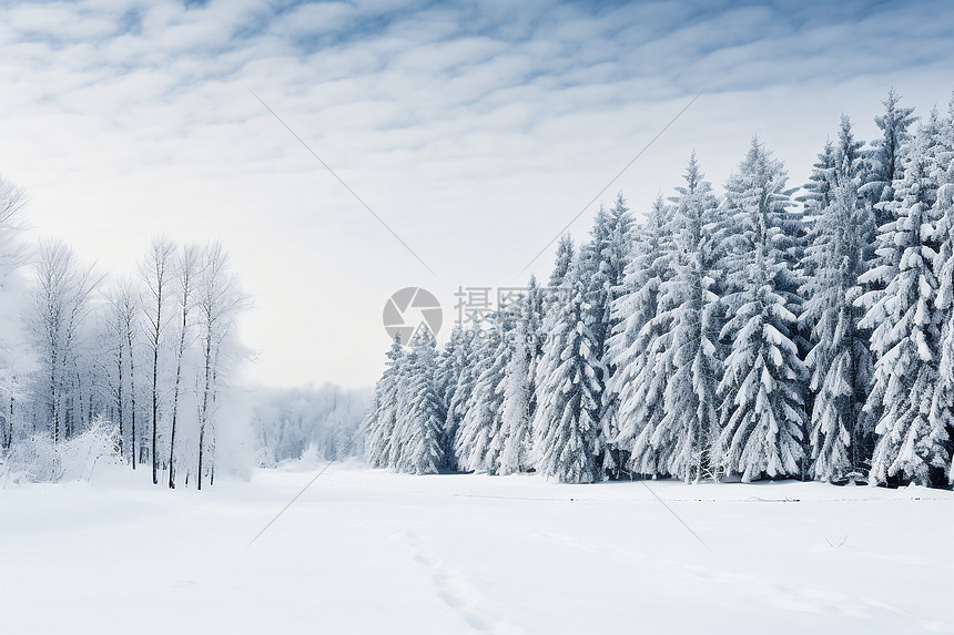 冬日的森林雪景图片