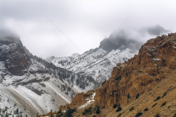 雪山中的自然山景图片