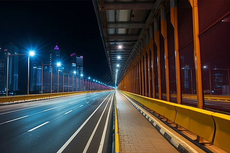 夜幕下城市道路图片