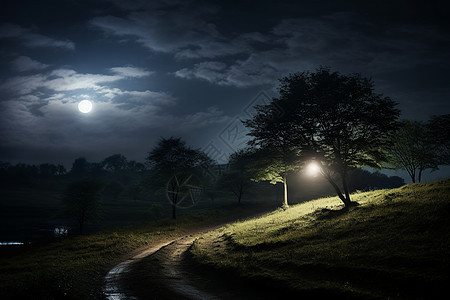 月夜孤树黑暗图片
