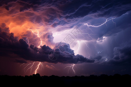 暴风雨天空雷电风暴背景