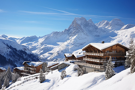 冰雪山屋背景图片