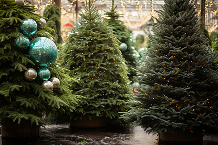 圣诞商店里的松树图片