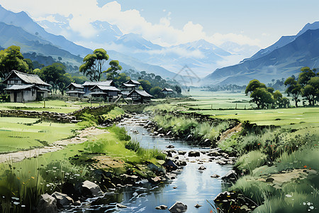 山水乡村风景图片
