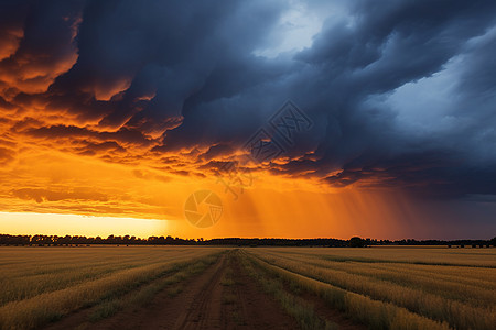 暴雨夜晚的田野背景图片