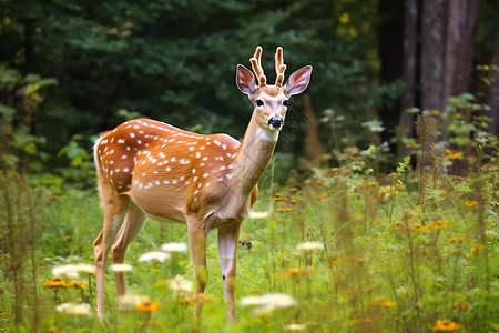 户外草地中漂亮的鹿图片