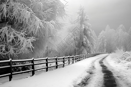 冬季的冰雪道路背景图片