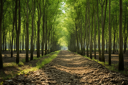 树林的泥土道路背景图片