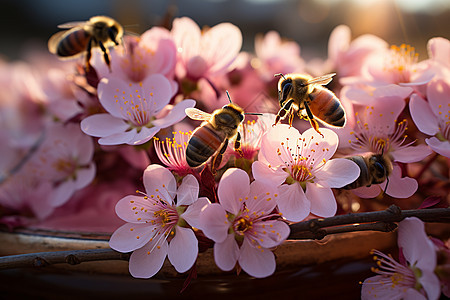 采蜜的可爱蜜蜂图片