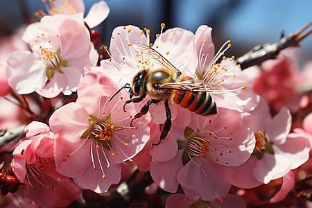 透明翅膀的蜜蜂背景图片