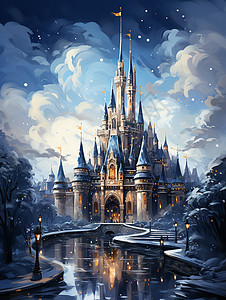 雪中奇幻城堡图片