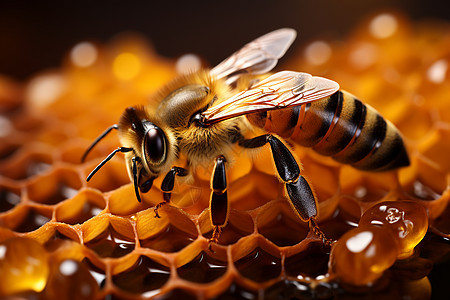 蜜蜂在蜂房忙碌图片