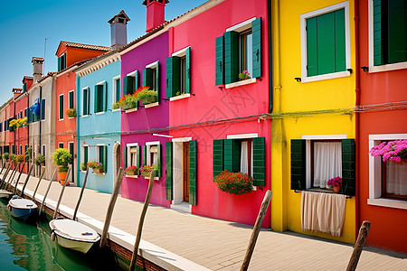 河边的彩色建筑图片