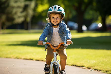 公园里骑着自行车的男孩图片