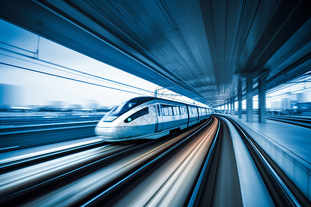 飞驰的地铁快速穿行的列车设计图片