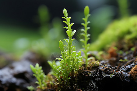 苔藓中的植物图片