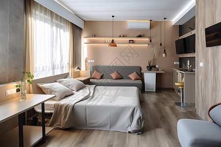 现代设计中的卧室空间背景图片
