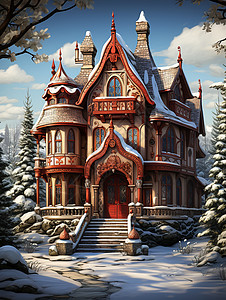 冬日童话殿堂背景图片