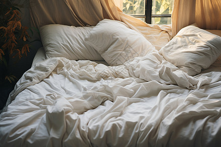 晨间轻柔的卧室床铺图片