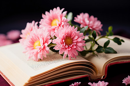 书本与花朵图片