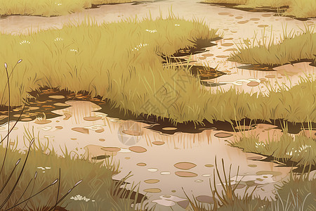 天然色粉天然的沼泽插画