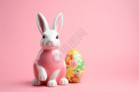 可爱的兔子与装饰彩蛋图片