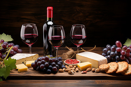 美食与葡萄酒的享受背景图片