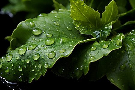 绿植上的水滴图片