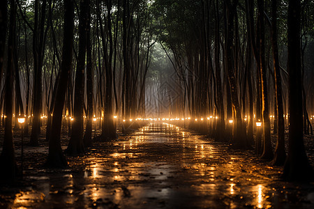 森林的光明之路背景图片