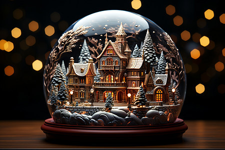 奇幻的圣诞雪球背景图片