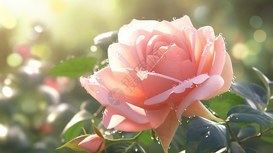 美丽绽放的粉色玫瑰花背景图片